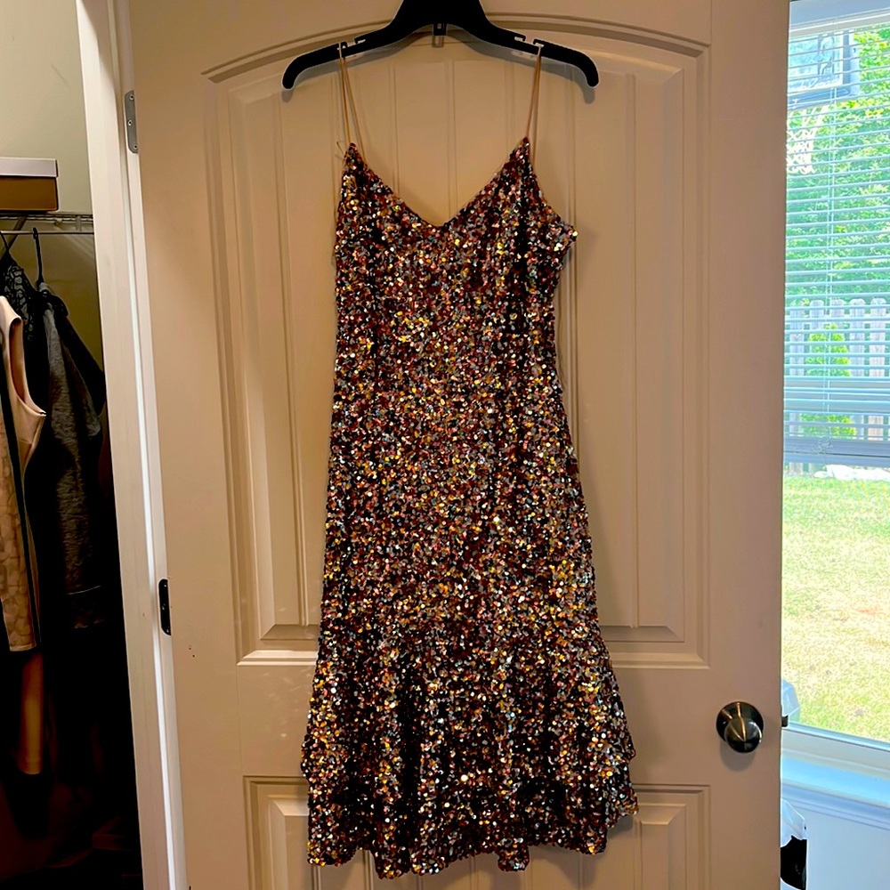 Beautiful dress/gown the strap is noticeably torn can be fixed by a seamstress.
